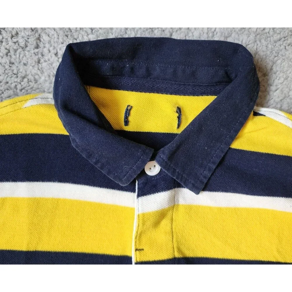Ralph Lauren Yellow Blue Striped‎ Short Sleeve Rugby Polo Shirt Youth Size XL